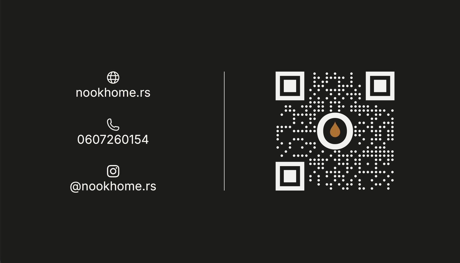 Nook business card with branded QR code